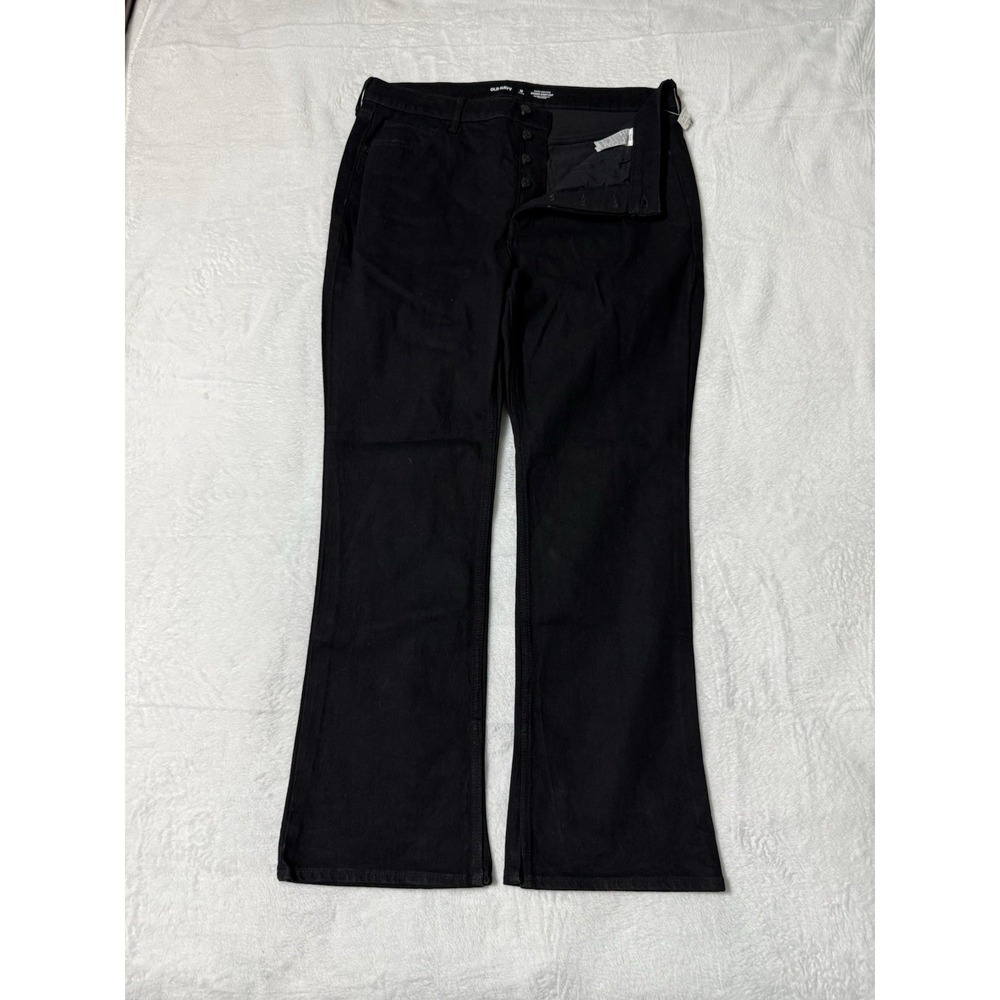Old Navy Jeans Womens 16 Petite Black Dark Wash Extra‎ High Rise Kicker Bootcut